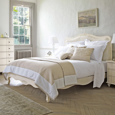 英堡来地中海风格实木床新婚双人床 美式实木雕花床田园床软包床