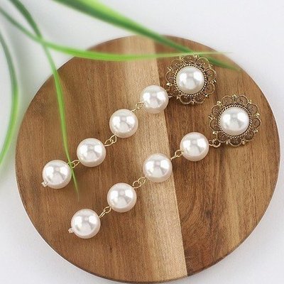 韩国进口代购珍珠串连合金花朵个性装饰冬天新款上市耳环耳饰耳钉