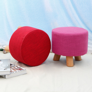新款小凳子创意实木换鞋凳时尚小圆凳便携式沙发凳布艺休闲小墩子
