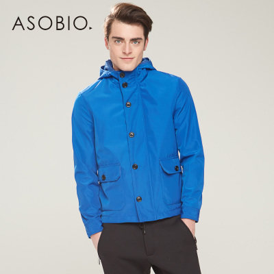 ASOBIO 2015春季新款男装 时尚简约休闲纯色连帽夹克 3511432320