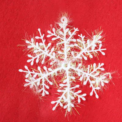 圣诞节装饰雪花片11-22cm 圣诞雪花橱窗雪景 圣诞树装饰品一包3片