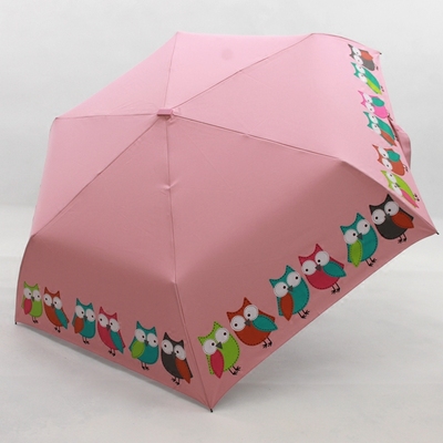德国萌系猫头鹰创意三折晴雨伞银胶防紫外线遮阳防晒太阳伞女学生