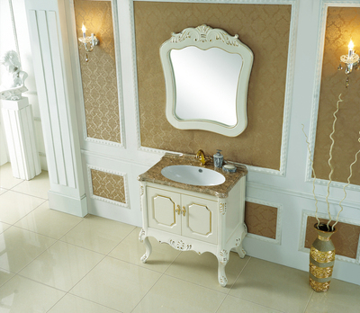 皇玛仕欧式橡木落地浴室柜组合 仿古洗手盆柜 洗漱台