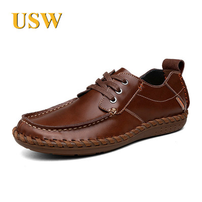 USW定制 2016男士休闲皮鞋春季新款耐磨英伦板鞋青年时尚真皮鞋子