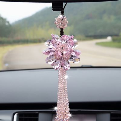 挂在车上的东西2016新款汽车挂件水晶粉色高档女士车内饰品车载挂