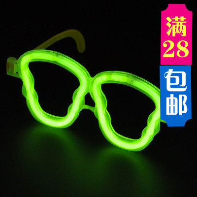 荧光棒荧光骷髅眼镜精装一次性发光眼镜炫酷个性潮多彩闪光批发