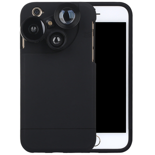freeson iphone6s手机套广角微距鱼眼增距四合一手机镜头保护壳黑