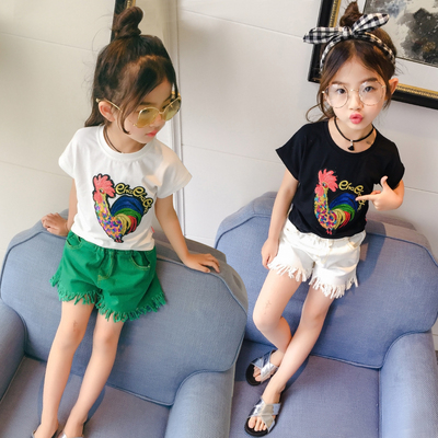 2017夏装女童t恤短袖夏季打底衫新款中大童韩版儿童女孩半袖上衣