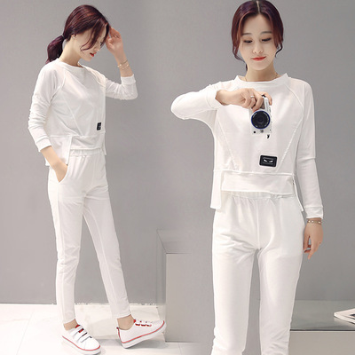 秋季韩版高端时尚性感修身显瘦新款运动服套装女卫衣两件套套装