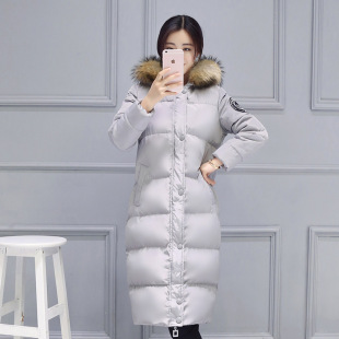 冬季实拍 2016新款韩版修身过膝长款羽绒服女 奢华大毛领