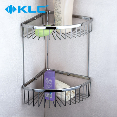 德国KLC 纯铜三角网篮 全铜浴室卫生间厕所双层三角篮置物架包邮
