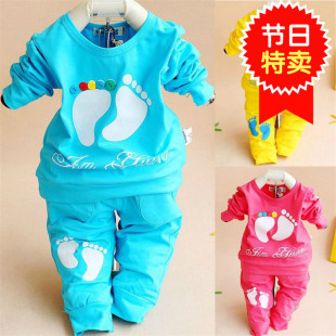 纯棉0-2-3岁男女宝宝春秋一岁半岁婴幼儿童套装韩两件套潮衣服