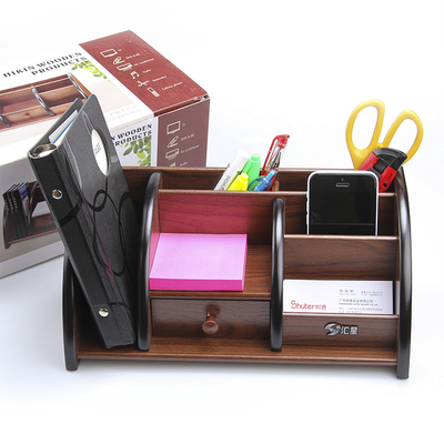 多功能笔筒创意时尚笔架桌面木质收纳盒商务办公文具摆件礼品包邮