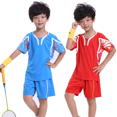 新款羽毛球服套装中小学生儿童短袖比赛运动服上衣圆领可印字包邮