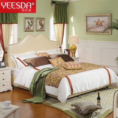 YEESDA 美式实木床 1.5 1.8米真皮双人床 储物高箱软体床 婚床