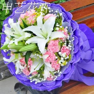 母亲节礼物粉红色康乃馨鲜花礼盒装花束礼品上海花店同城配送