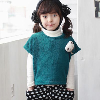 韩版童装可爱毛毛衣T恤两件套品牌童装童装秋装女童春秋连衣裙