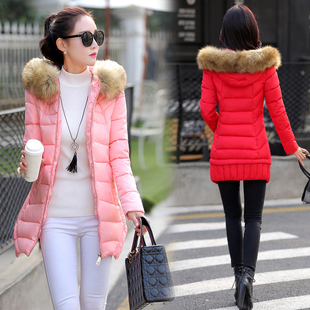 时尚韩版女装棉服2016冬季新款中长款加厚大毛领保暖外套学生棉衣