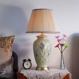 简约装饰美式风格客厅卧室台灯 调光复古个性创意书房陶瓷台灯