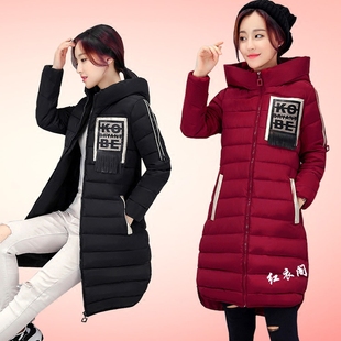 2016冬季新款韩版棉衣女中长款修身大码加厚棉袄连帽羽绒棉服外套