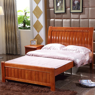 橡木实木床双人床 大床全实木床橡木床 橡木实木床1.5 1.8 包邮