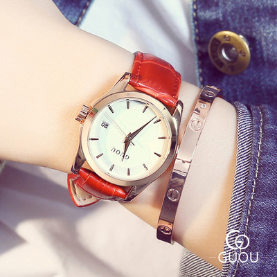 复古精品韩版女表皮带大表盘手表气质日历休闲时装学生女士手表