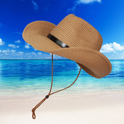 西部牛仔男士夏儿童亲子情侣大沿檐太阳防晒沙滩可折叠遮阳凉草帽