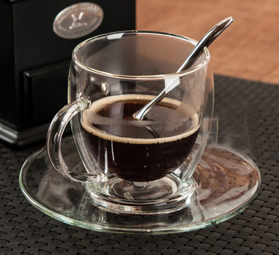 新品意大利诺比尔Nobile双层隔热玻璃杯 咖啡杯碟套装高档花茶杯