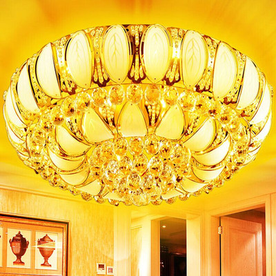 聚宝盆 LED客厅灯圆形简约现代吸顶灯具大气水晶灯饰