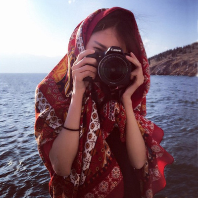春夏季西藏旅游拍照披肩民族风复古棉麻海边防晒丝巾超大流苏围巾