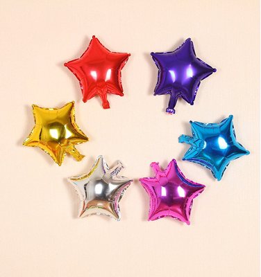 5寸五角星铝膜气球星星气球小号星星铝箔气球生日派对装饰布置用