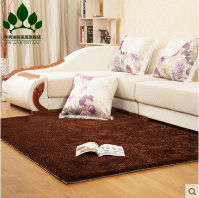 加密韩国亮丝地毯简约现代客厅茶几卧室满铺可定制防滑长方形地毯