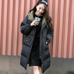 韩国2015冬装新款棉衣女中长款宽松大码连帽加厚羽绒棉服学生外套