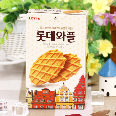 韩国进口食品乐天瓦夫饼干奶油味糕点40g零食