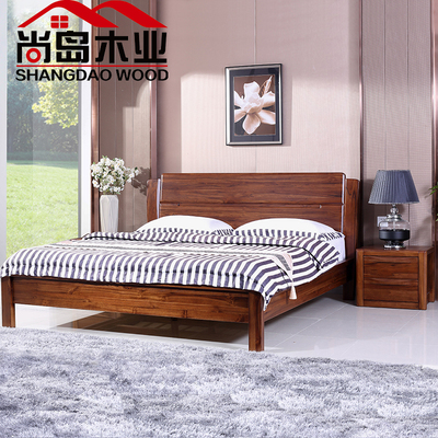 高端缅甸柚木家具全实木床 现代简约1.81.5米双人床高箱储物床
