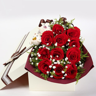 11朵红玫瑰礼盒速递全国配送生日鲜花礼盒送上海北京深圳杭州宁波
