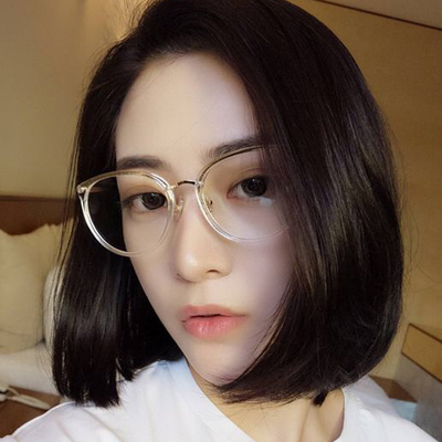纯钛时尚眼镜框韩版超轻透明色女款眼镜架复古圆框配成品近视眼镜