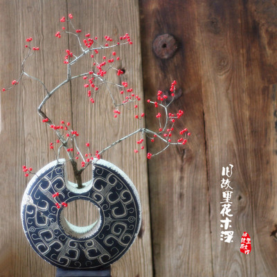 【时来运转】怀旧复古中国风家居装饰艺术干花花束花插红果花枝