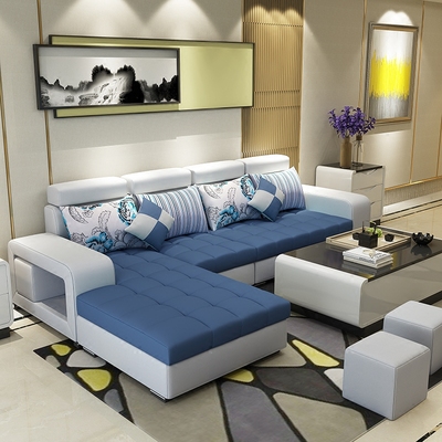 新款现代简约布艺沙发组合大中小户型宜家客厅转角可拆洗沙发