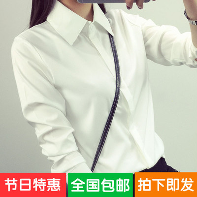 2016春夏新款韩版白色衬衫女学生短袖大码女衬衣职业打底衫上衣