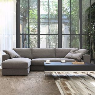 现代简约  羽绒 布艺沙发组合大小户型日式可拆洗客厅沙发家具