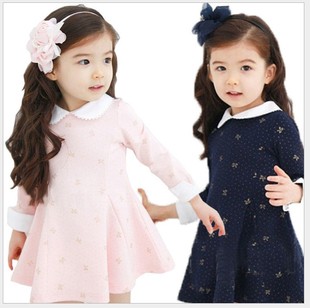 新款童装 冬季女童裙 韩版新款纯棉加厚不倒绒中长裙 一件代发