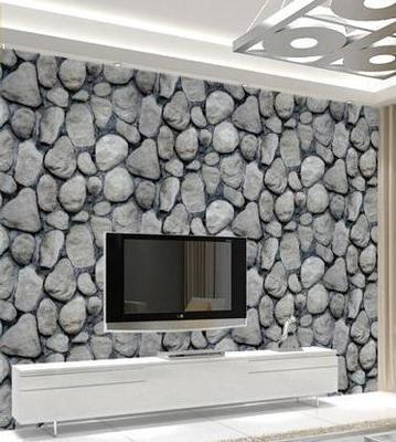 仿真石头石纹墙纸加厚防水文化石鹅卵石壁纸客厅沙发电视墙书房