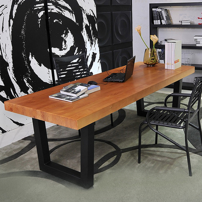 大板桌老板桌简约现代办公家具美式铁艺实木电脑桌新款实木办公桌