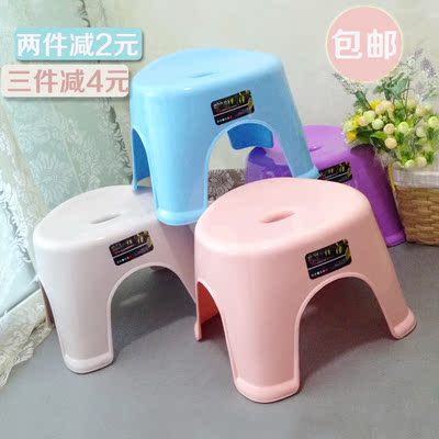 成人加厚家用凳子浴室靠背椅子塑料椅子矮凳圆凳小板凳 塑料凳子