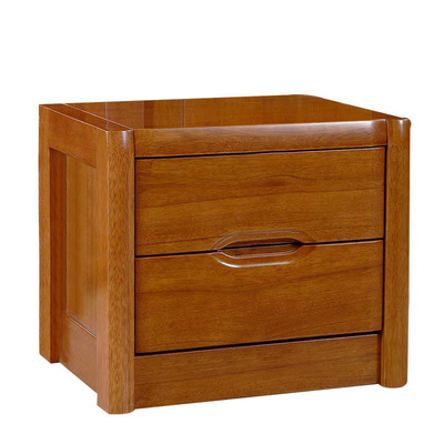 古娜可 黄金胡桃木中式床头柜床边抽屉柜 卧室简易储物柜实木柜子