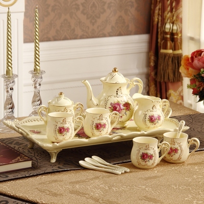 欧式奢华家居艺术实用日用客厅厨房装饰高档象牙瓷手绘茶具咖啡具