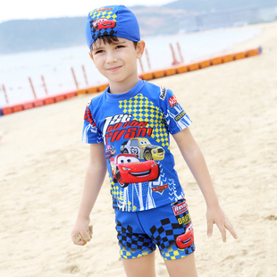 2016年汐琪新款儿童泳衣 韩国卡通男童分体泳衣 短袖儿童泳衣