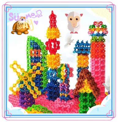 500片12色加厚塑料雪花片儿童益智拼插积木玩具幼儿园3-6周岁批发