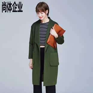 2016秋冬季新款韩版毛呢外套中长款过膝修身显瘦呢子羊毛大衣女